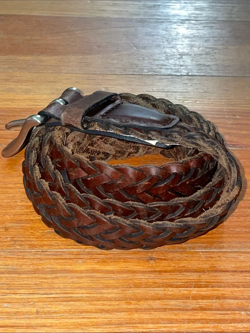 Wrangler Mens Brown Braided Woven Leather Belt Size 36 90 Guatemala